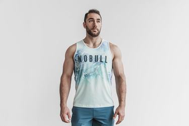 Nobull Men's Tank Tops Green Floral | Australia (SV8054)